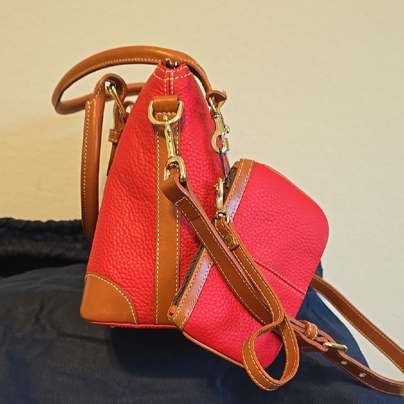 Dooney & Bourke Red & Brown Leather Large Domed Satchel. Great Gift! Price Firm - Picture 16 of 16